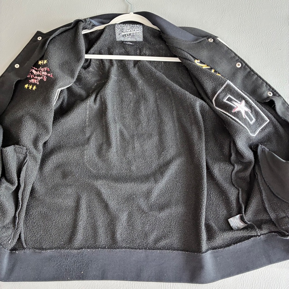 Brooklyn Cloth Mens XL Varsity Jacket High Demand Fleece Black Cream Streetwear - Picture 8 of 16